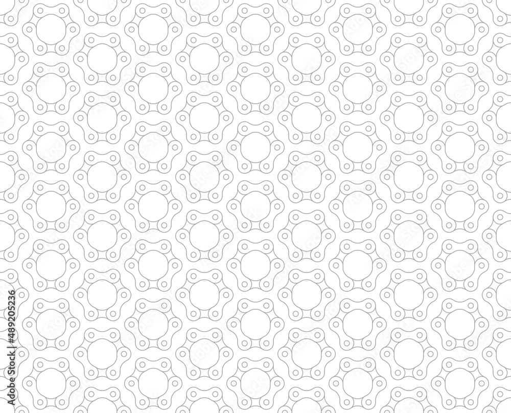 Vector seamless geometric line circle grid texture bicycle chain. Isolated on white background. Vector seamless geometric line circle grid texture bicycle chain. Isolated on white background.