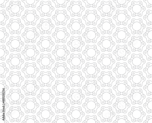 Vector seamless geometric line circle grid texture bicycle chain. Isolated on white background.