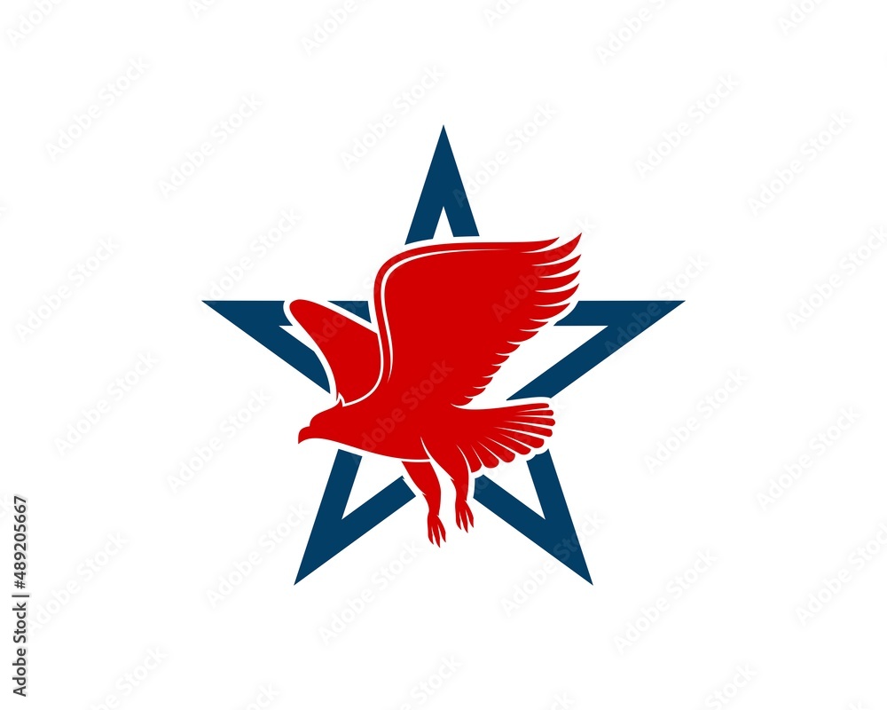 Abstract star shape with flying eagle inside Abstract star shape with flying eagle inside