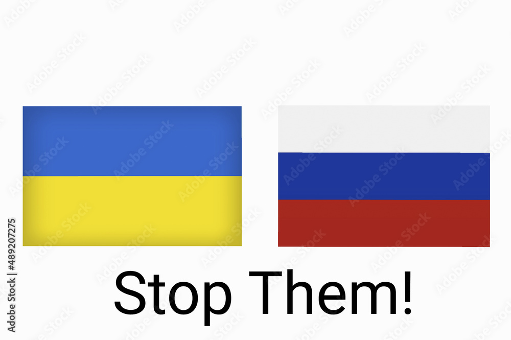 Obraz premium Russian and Ukrainian flags as symbols of war conflict
