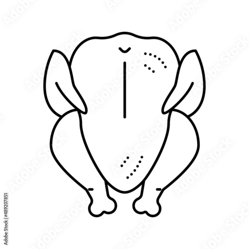 whole broiler chicken line icon vector illustration