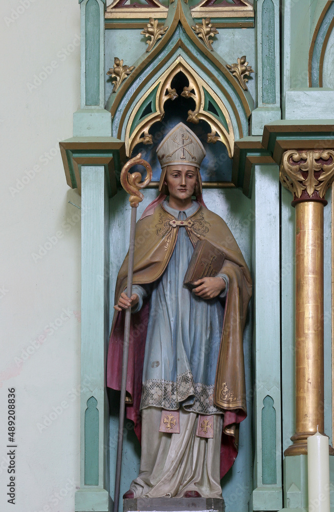 Statue of Saint on the Altar of the Precious Blood of Christ in the parish church of Saints Simon and Jude in Ciglena, Croatia