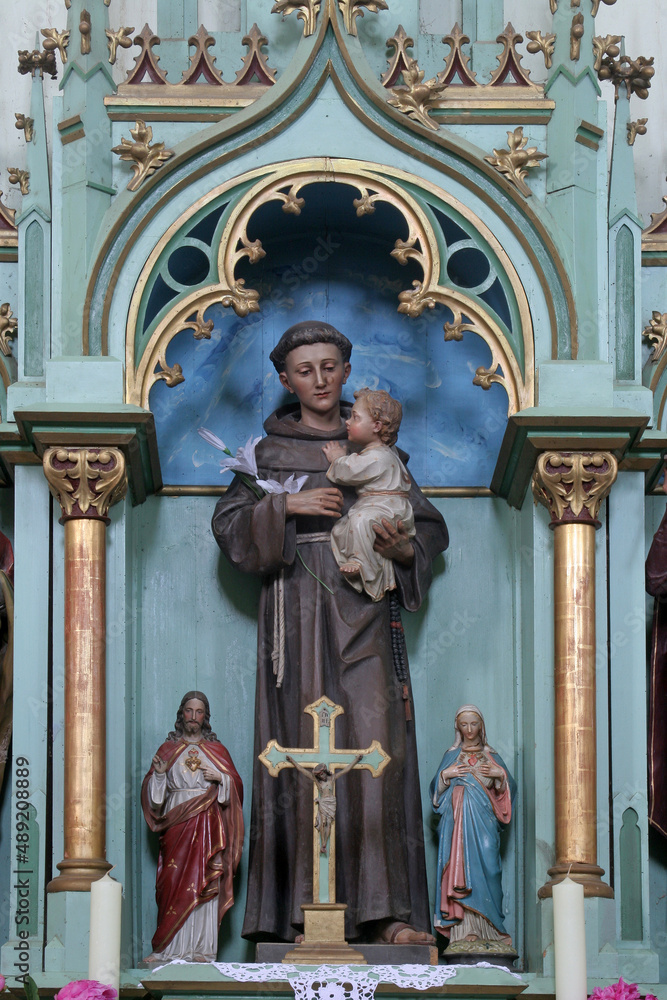 Altar of St. Anthony of Padua in the parish church of Saints Simon and Jude in Ciglena, Croatia
