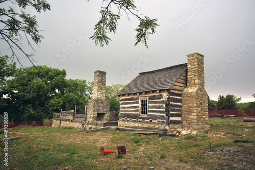 A Historic log cabin restored in Fort Zumwalt Park in O'Fallon, Missouri photo