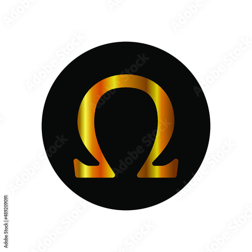 vector Icon : Icon gold colored omega icon, black background. can be used for knowledge, companies, technology and others