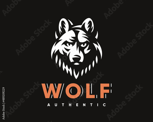 Fototapeta Naklejka Na Ścianę i Meble -  Harsh wolf modern logo. Wolf head vector illustration for your emblem or crest.