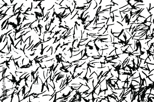 Grunge texture of a rough surface with noise, ink, dashes and dirt. Vector illustration. Overlay template.