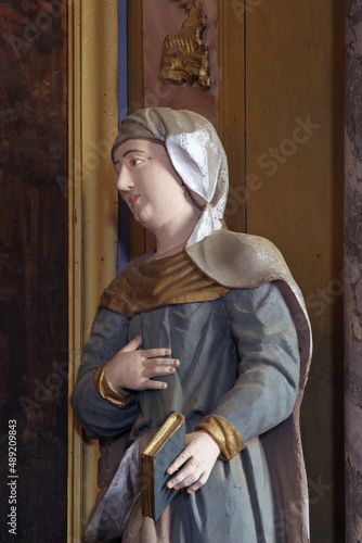 Elizabeth, statue on the high altar in the church of Saint John the Baptist in Gornja Jelenska, Croatia