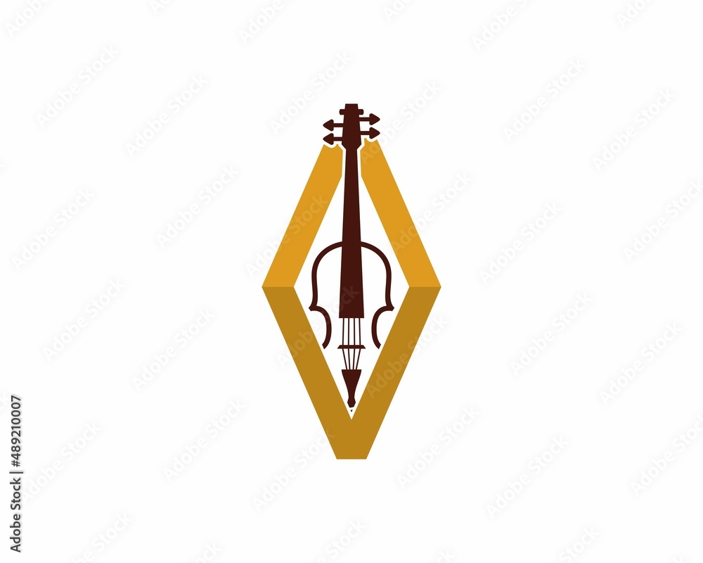 Violin inside the diamond shape logo Violin inside the diamond shape logo