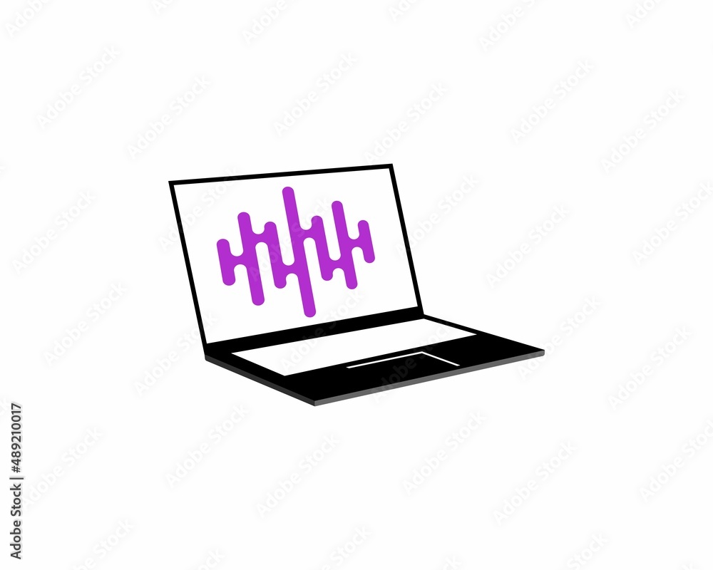 Laptop with music sound wave inside Laptop with music sound wave inside