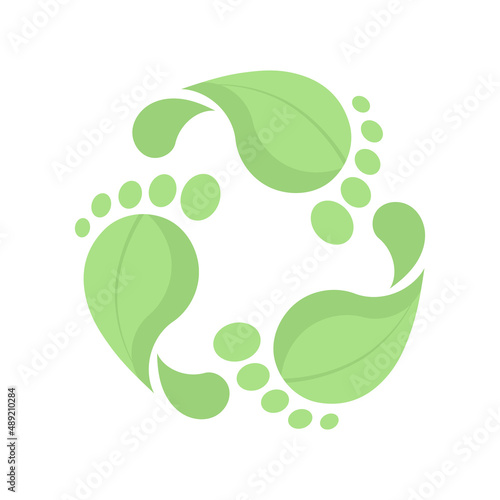 Footprint recycle sign isolated on white background. Vector