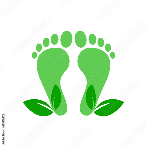 Carbon footprint icon. Green traces of CO2, net zero