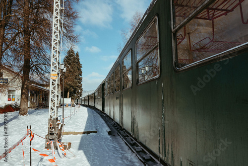 Mocanita Steam train in Hutulca, Moldovita, Romania. photo