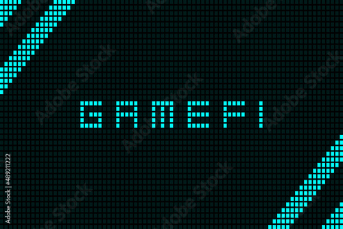 GameFi digital text abstract hud geometric square shape design.