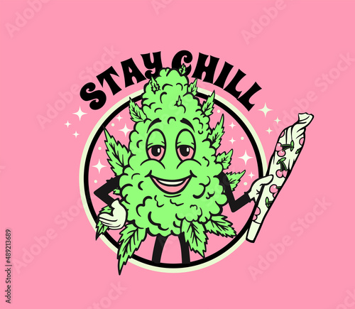 marijuana bump with joint smiles, slogan stay chill