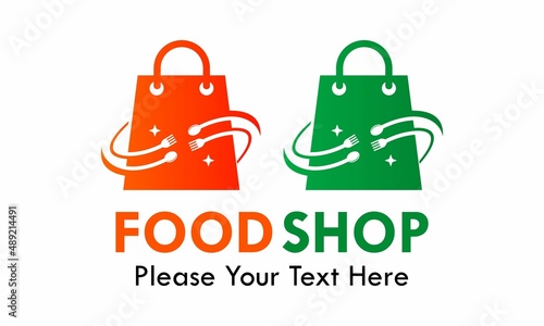 Food shop logo template illustration