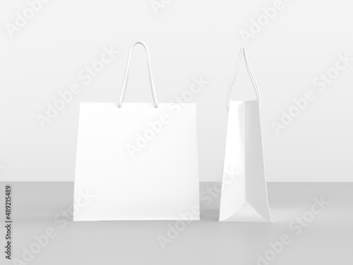 Paper bag on white background. Mockup for design.