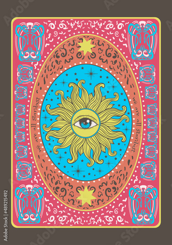 Tarot card sun Occult, fortune telling, tapestry