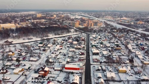 bird's-eye view of the city, panoramic shooting