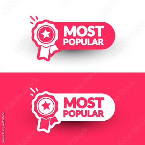 Most Popular Label With Medal Icon photo