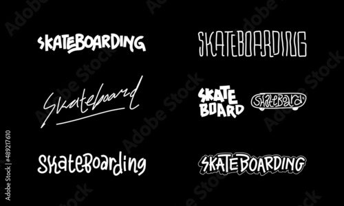 Set of skateboard handwritten, vector illustration