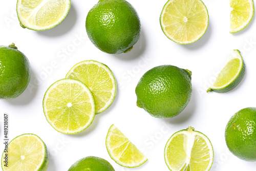 Canvas Print set of lime isolated on white background