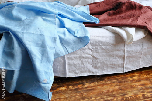 Natural linen bedroom.sheet textile duvet cover