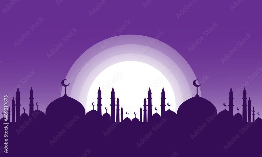 silhouette of mosque for ramadan kareem banner or card