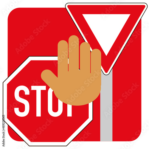 stop and yeild signs illustration photo