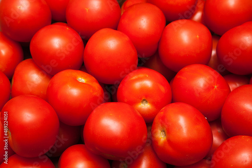 Fresh ripe red tomatoes close-up.