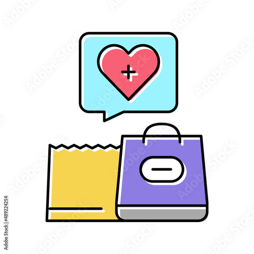 grocery shopping homecare service color icon vector illustration