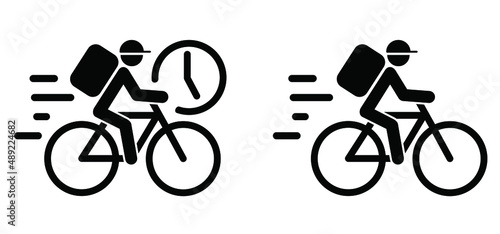 Deadlines shipping, riding cycling line pattern. Home, work courier delivery by bicycle icon or pictogram, fast deliveryman. Express delivery, track and trace processing concept. Bike symbol or logo