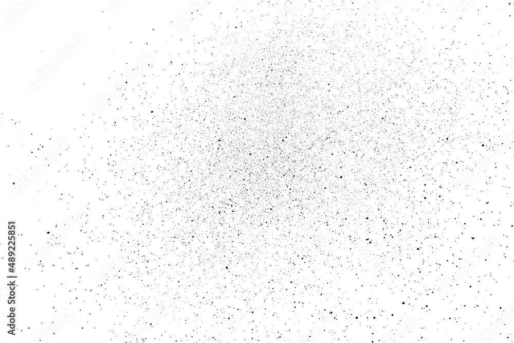 Distressed black texture. Dark grainy texture on white background. Dust overlay textured. Grain noise particles. Rusted white effect. Grunge design elements. Vector illustration, EPS 10.