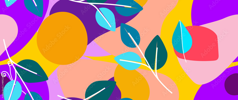 Naklejka premium Bold Pattern Tropical Leaf Jungle Modern Motif