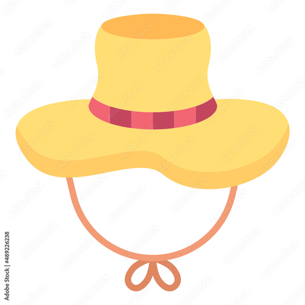 Woman hat flat icon. Can be used for digital product, presentation, print design and more. Woman hat flat icon. Can be used for digital product, presentation, print design and more.