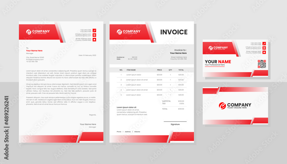 Professional business stationery template