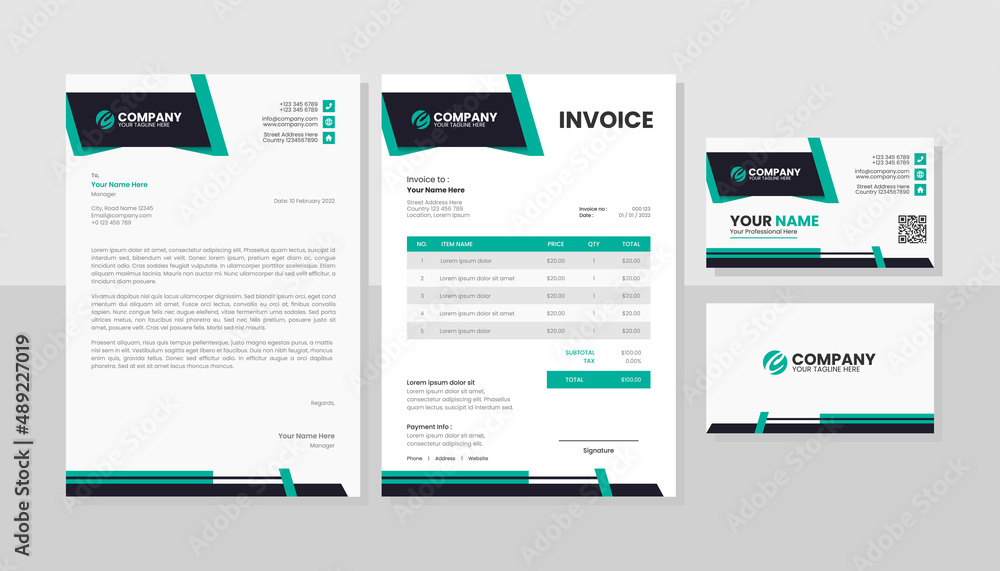 Modern set of stationery business pack Modern set of stationery business pack