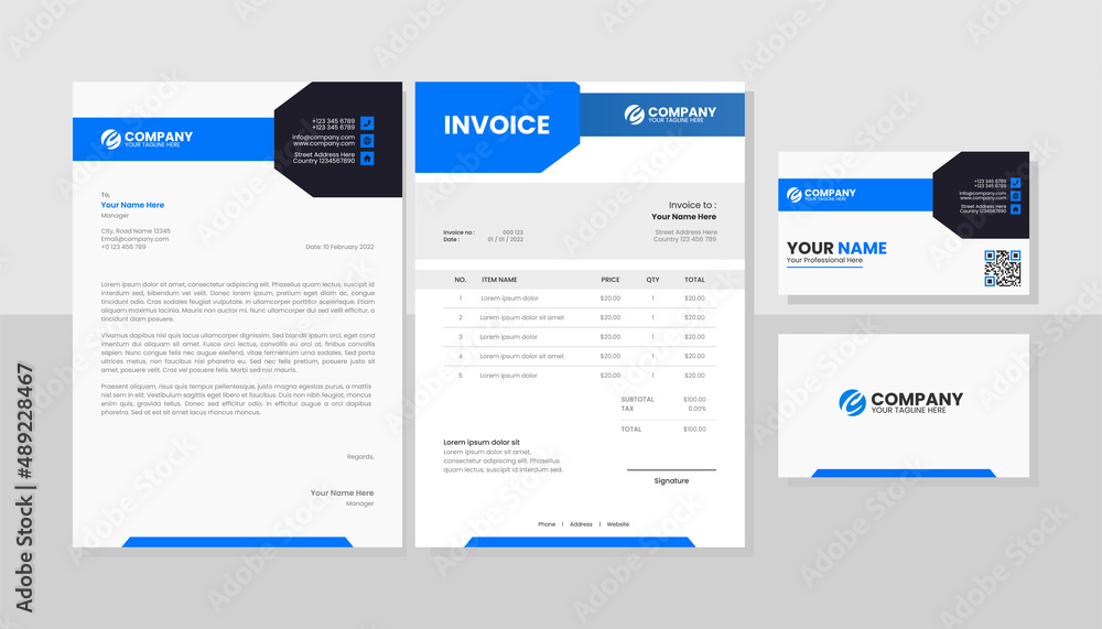 Professional business stationery template