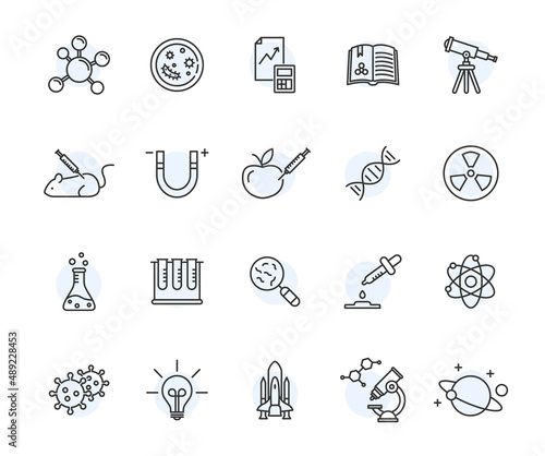 Scientific chemistry line icon lab. Biology laboratory dna medical technology science vector research illustration