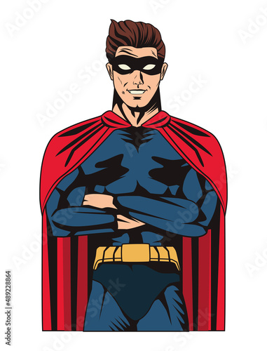blue superhero pop art