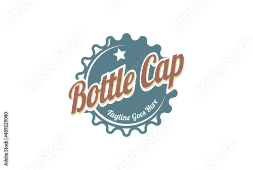 Retro Vintage Bottle Cap for Beer Beverage Drink or Food Product Logo Design Vector