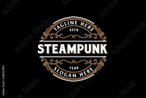 Retro Vintage Hipster Steampunk Badge Emblem Label Logo Design Vector