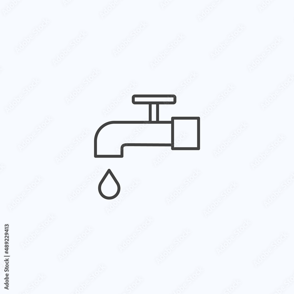 Tap water faucet pipe line icon. Plumbing valve Tap water faucet pipe line icon. Plumbing valve
