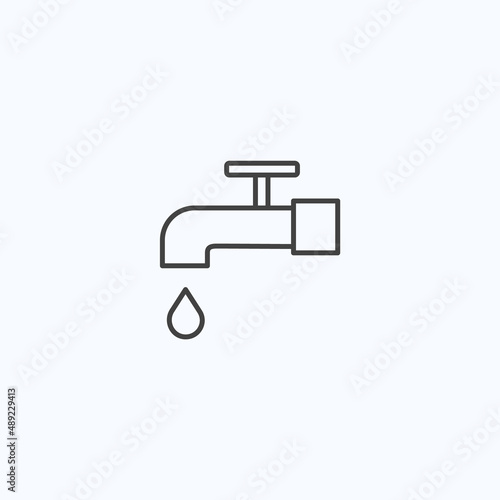 Tap water faucet pipe line icon. Plumbing valve