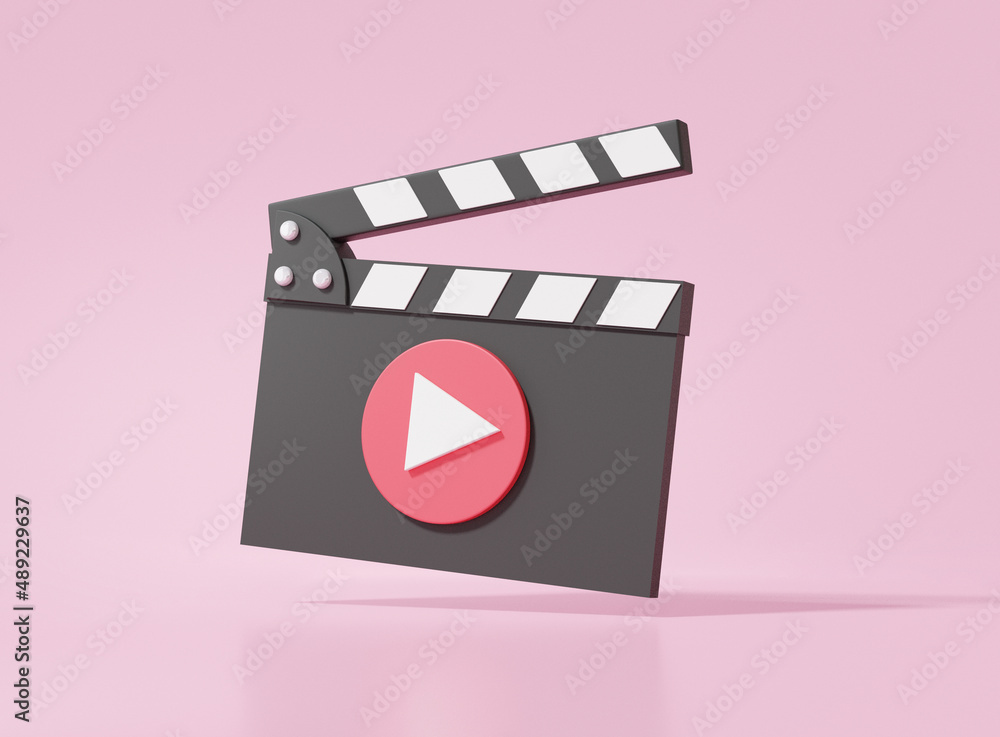 Movie clapper board icon floating on pink background with creative video  editing concept. cartoon minimal, banner, copy space, website, 3d render  illustration Stock Illustration | Adobe Stock