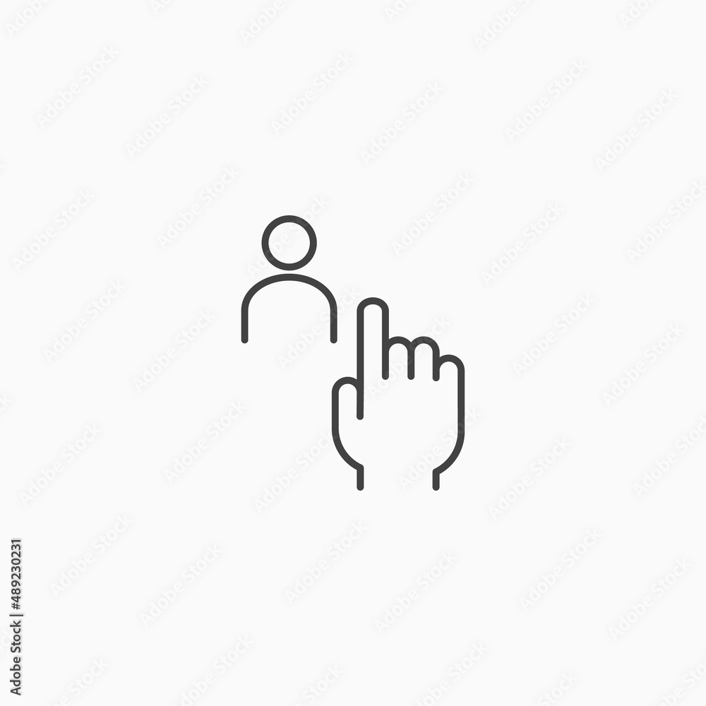 Choice hire client audience line icon. Hr communication chosen people