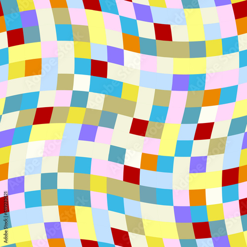 seamless geometric pattern of multicolored squares of cool tones