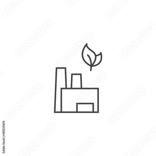 Eco factory green fuel manufacturing line icon. Ecology bio factory organic energy