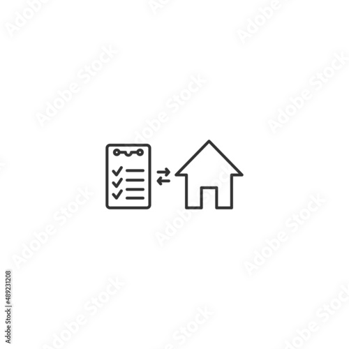 Home loan property sell line icon. Balance calculation cottage mortgage