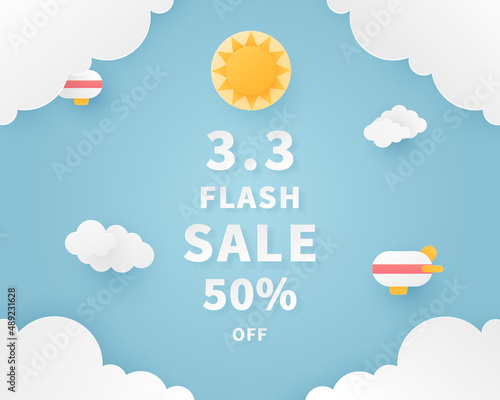 3.3 sale promotion banner. Trendy design template for advertisement, social media, business, fashion ads, etc. Vector illustration.